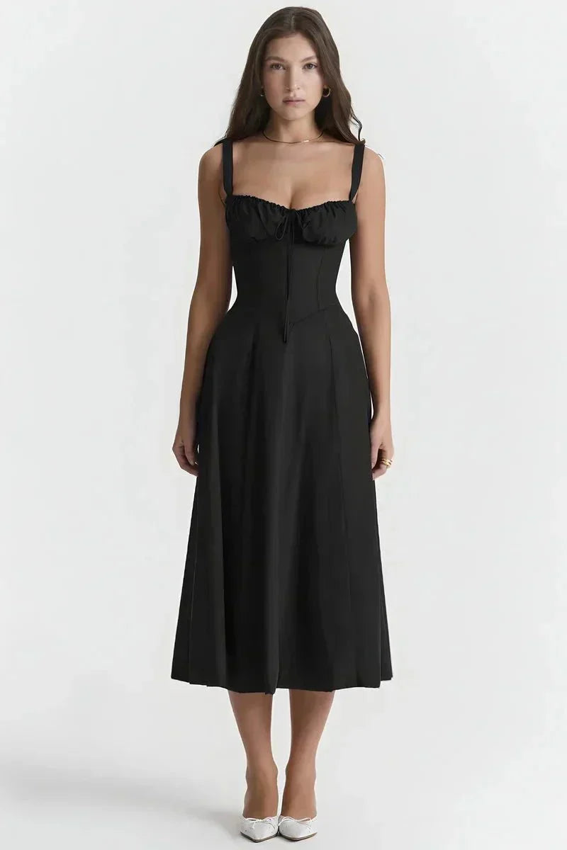 Esmae | Corset Midi Dress in Black Linsay