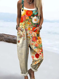 Ella | Women's Floral Print Sleeveless Wide Leg Pants Jumpsuit Full Length