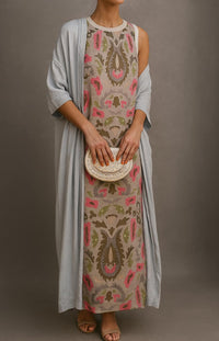Isla | Women's Floral Sleeveless Maxi Dress Matching Shawl Set