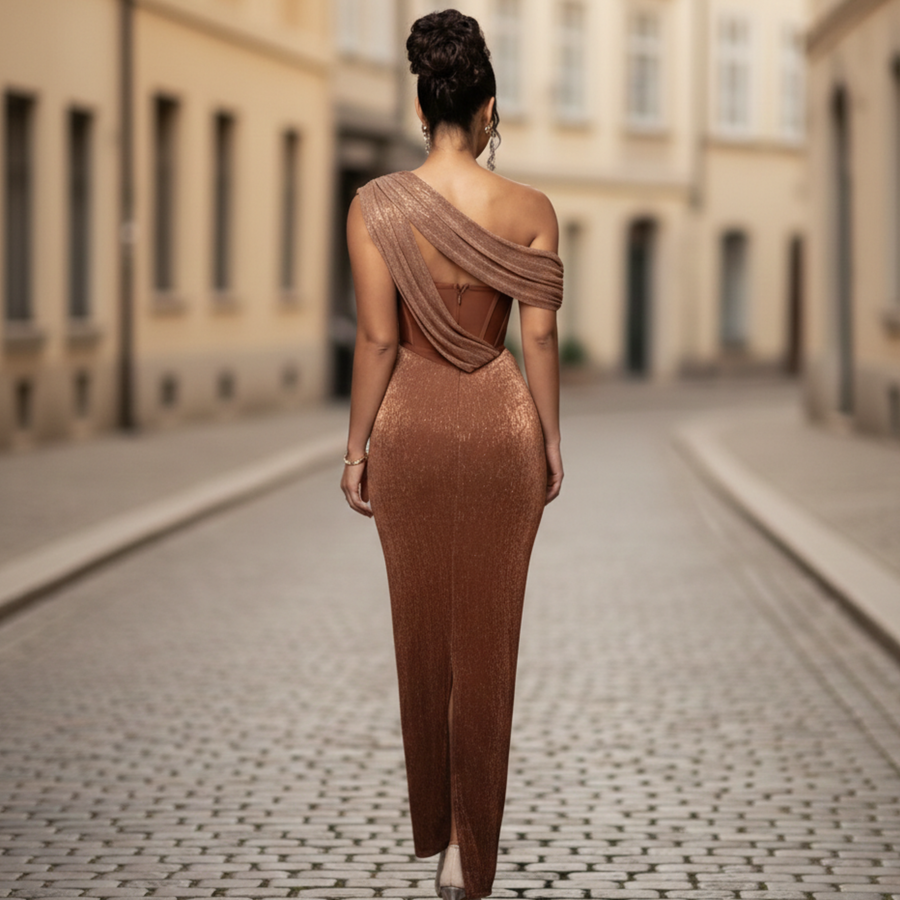 CORDELIA | ONE SHOULDER MAXI DRESS