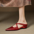 Scarlett | Women's Genuine Leather Cross-Strap Pointed-Toe Mules
