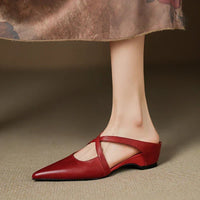 Scarlett | Women's Genuine Leather Cross-Strap Pointed-Toe Mules
