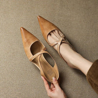 Scarlett | Women's Genuine Leather Cross-Strap Pointed-Toe Mules