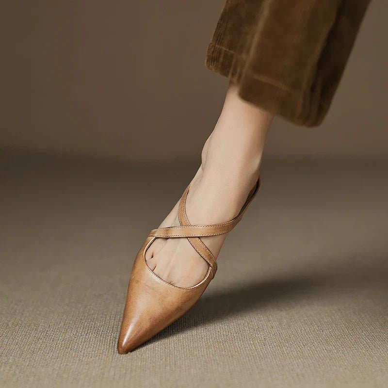 Scarlett | Women's Genuine Leather Cross-Strap Pointed-Toe Mules