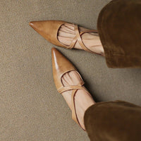 Scarlett | Women's Genuine Leather Cross-Strap Pointed-Toe Mules