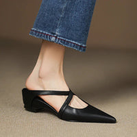 Scarlett | Women's Genuine Leather Cross-Strap Pointed-Toe Mules