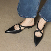 Scarlett | Women's Genuine Leather Cross-Strap Pointed-Toe Mules