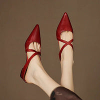 Scarlett | Women's Genuine Leather Cross-Strap Pointed-Toe Mules