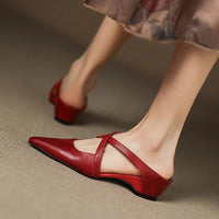 Scarlett | Women's Genuine Leather Cross-Strap Pointed-Toe Mules