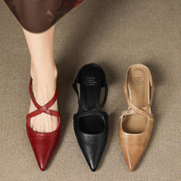 Scarlett | Women's Genuine Leather Cross-Strap Pointed-Toe Mules