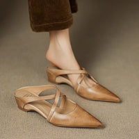 Scarlett | Women's Genuine Leather Cross-Strap Pointed-Toe Mules