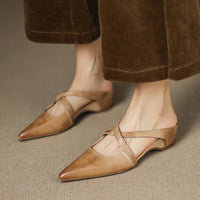 Scarlett | Women's Genuine Leather Cross-Strap Pointed-Toe Mules