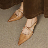 Scarlett | Women's Genuine Leather Cross-Strap Pointed-Toe Mules