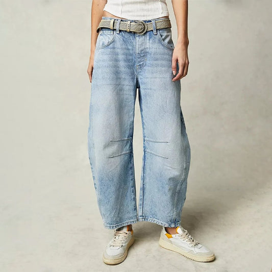 Olivia | Women's High-Waist Barrel-Leg Relaxed-Fit Denim Jeans