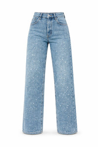 Sophie | Women's High-Waist Wide-Leg Glitter Denim Jeans