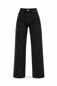 Sophie | Women's High-Waist Wide-Leg Glitter Denim Jeans