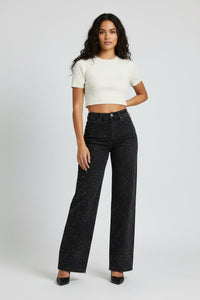Sophie | Women's High-Waist Wide-Leg Glitter Denim Jeans