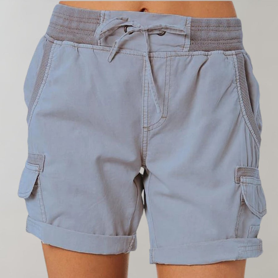 Freya | Women's High-Waisted Cargo Shorts with Drawstring
