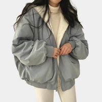Women's Hooded Jacket with Plush-Lined Hood and Zip-Front Closure