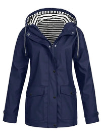 Grace | Women's Hooded Waterproof Striped-Lined Raincoat Coat