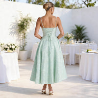 Evelyn | Women's Jacquard Sweetheart Corset Midi Cocktail Dress