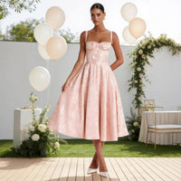 Evelyn | Women's Jacquard Sweetheart Corset Midi Cocktail Dress