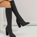 Ivy | Women's Knitted Knee-High Sock Boots Block Heel