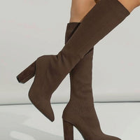Ivy | Women's Knitted Knee-High Sock Boots Block Heel