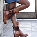 Isla | Women's Lace-Up Leather-Look Mid-Calf Ankle Boots