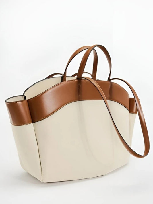 Madison | Women's Large Canvas Leather-Trim Open-Top Tote Bag