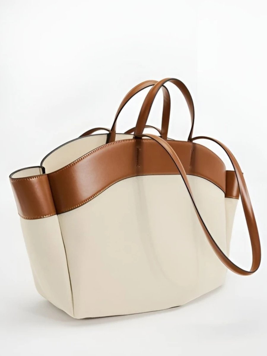 Madison | Women's Large Canvas Leather-Trim Open-Top Tote Bag