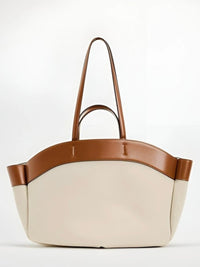 Madison | Women's Large Canvas Leather-Trim Open-Top Tote Bag