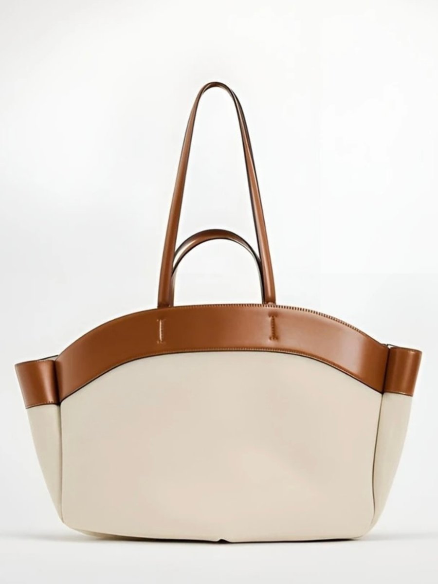 Madison | Women's Large Canvas Leather-Trim Open-Top Tote Bag