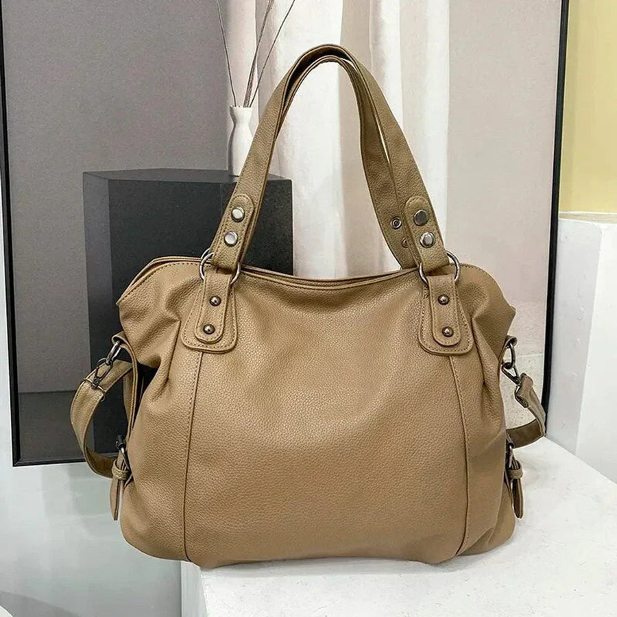 Mia | Women's Large Leather-Look Studded Shoulder Tote Bag
