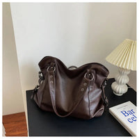 Mia | Women's Large Leather-Look Studded Shoulder Tote Bag