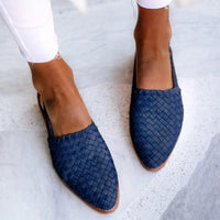 Charlotte | Women's Leather Woven Pointed-Toe Slingback Comfortable Sandals
