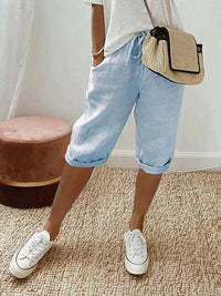 Mia | Women's Linen Drawstring Cropped Bermuda Shorts