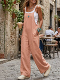 Mia | Women's Linen Wide Leg Pants Sleeveless Bib Overall Jumpsuit