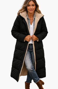 Sophie | Women's Long Hooded Quilted Sherpa-Lined Winter Coat