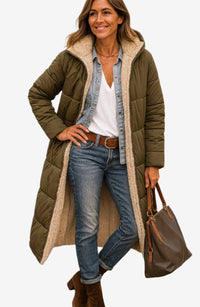 Sophie | Women's Long Hooded Quilted Sherpa-Lined Winter Coat