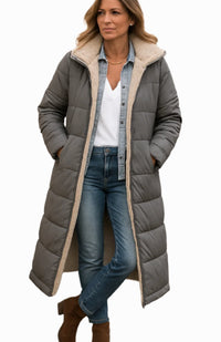 Sophie | Women's Long Hooded Quilted Sherpa-Lined Winter Coat