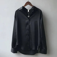Women's Long Sleeve Button-Front Blouse with Collar