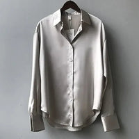 Women's Long Sleeve Button-Front Blouse with Collar