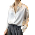 Women's Long Sleeve Button-Front Blouse with Collar