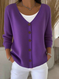 Lily | Women's Long Sleeve V-Neck Button-Front Knit Sweater