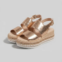 Layla | Women's Metallic Open-Toe Espadrille Platform Sandals Ankle-Strap