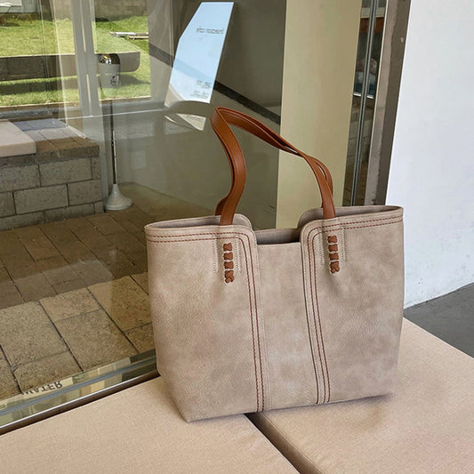 Layla | Women's Minimalist Faux Leather Large Structured Tote Bag