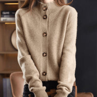Evelyn | Women's Mock-Neck Button-Front Cashmere Blend Cardigan