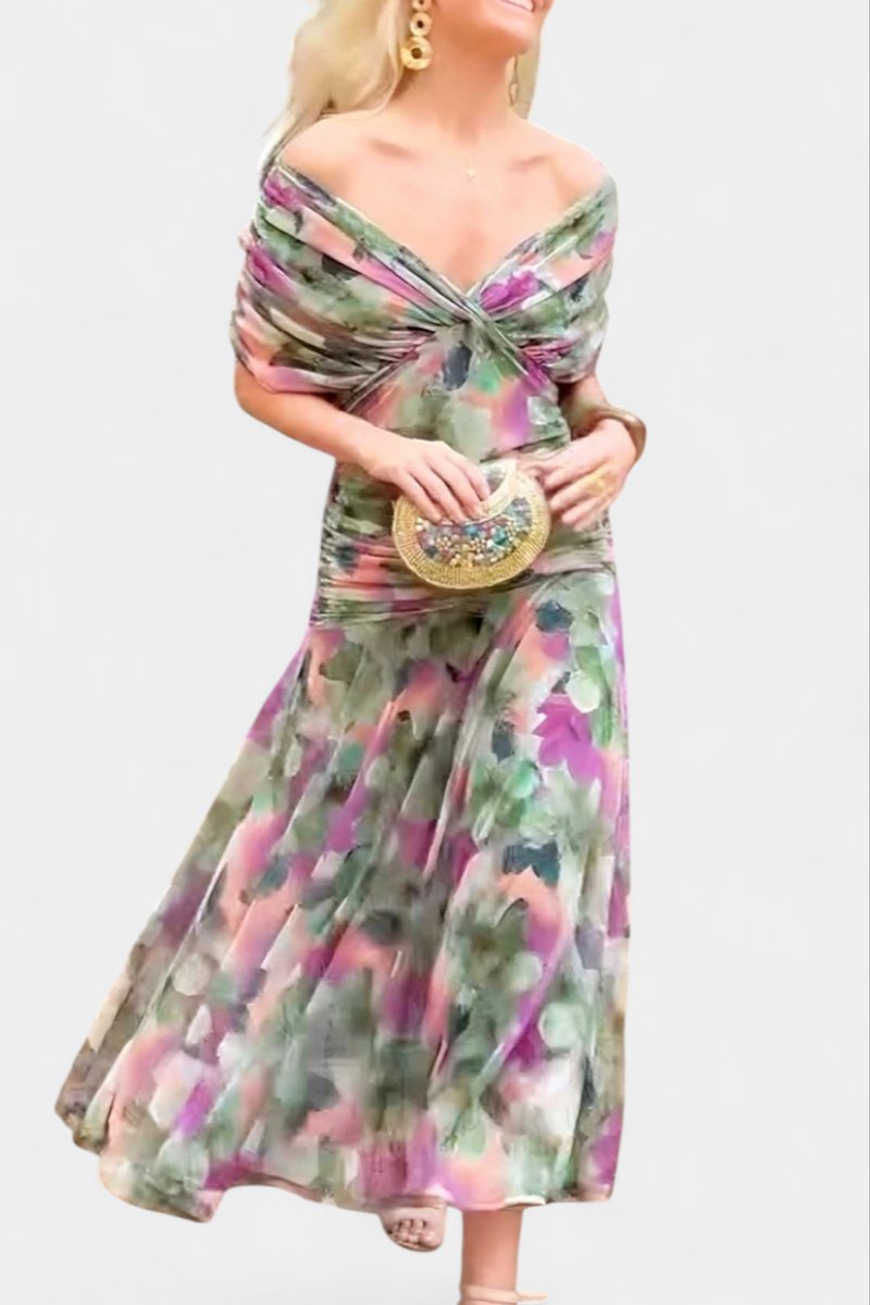 Ava | Women's Off-Shoulder Flowing Maxi Cocktail Party Dress