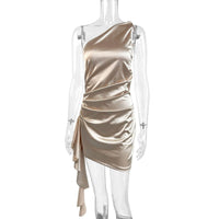 Olivia | Women's One-Shoulder Asymmetric Draped Satin Cocktail Dress